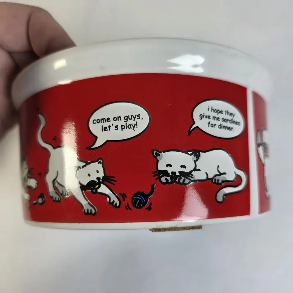 Signature Housewares Talking Cat By Riviera Van Beers Pet Bowl Stoneware 6x3